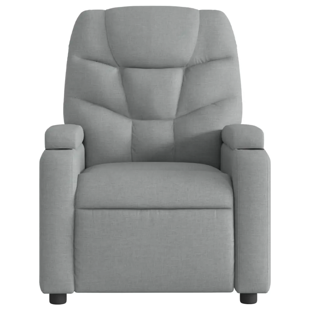 Massage Recliner Chair Fabric Grey Adjustable Footrest Vibration Armchair