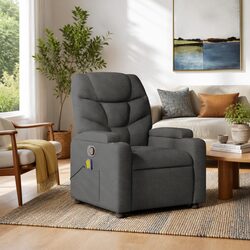 Premium Grey Fabric Massage Recliner Chair with 6 Points