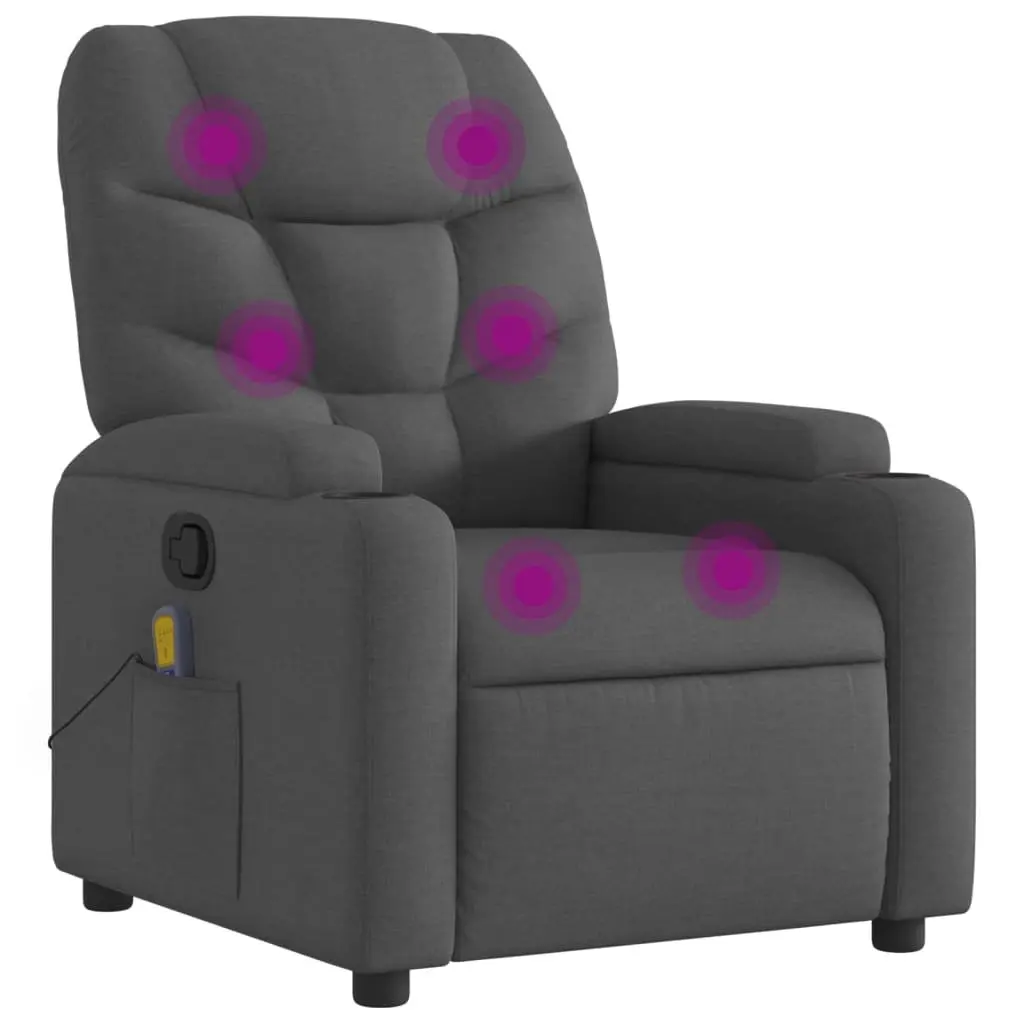 Massage Recliner Chair Fabric Grey Manual Recline Vibration 6 Points