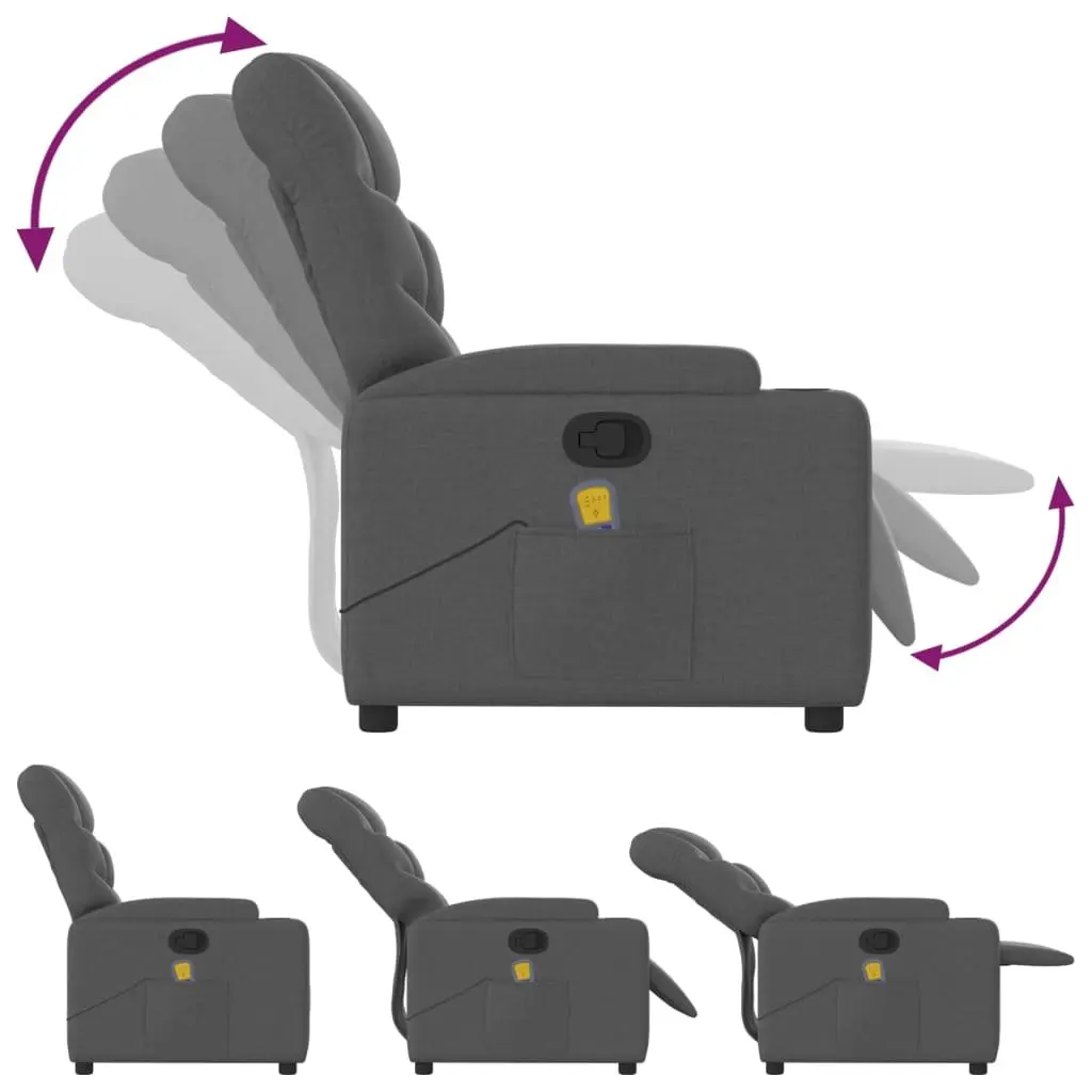 Massage Recliner Chair Fabric Grey Manual Recline Vibration 6 Points