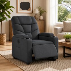 Premium Electric Recliner Chair in Grey Fabric