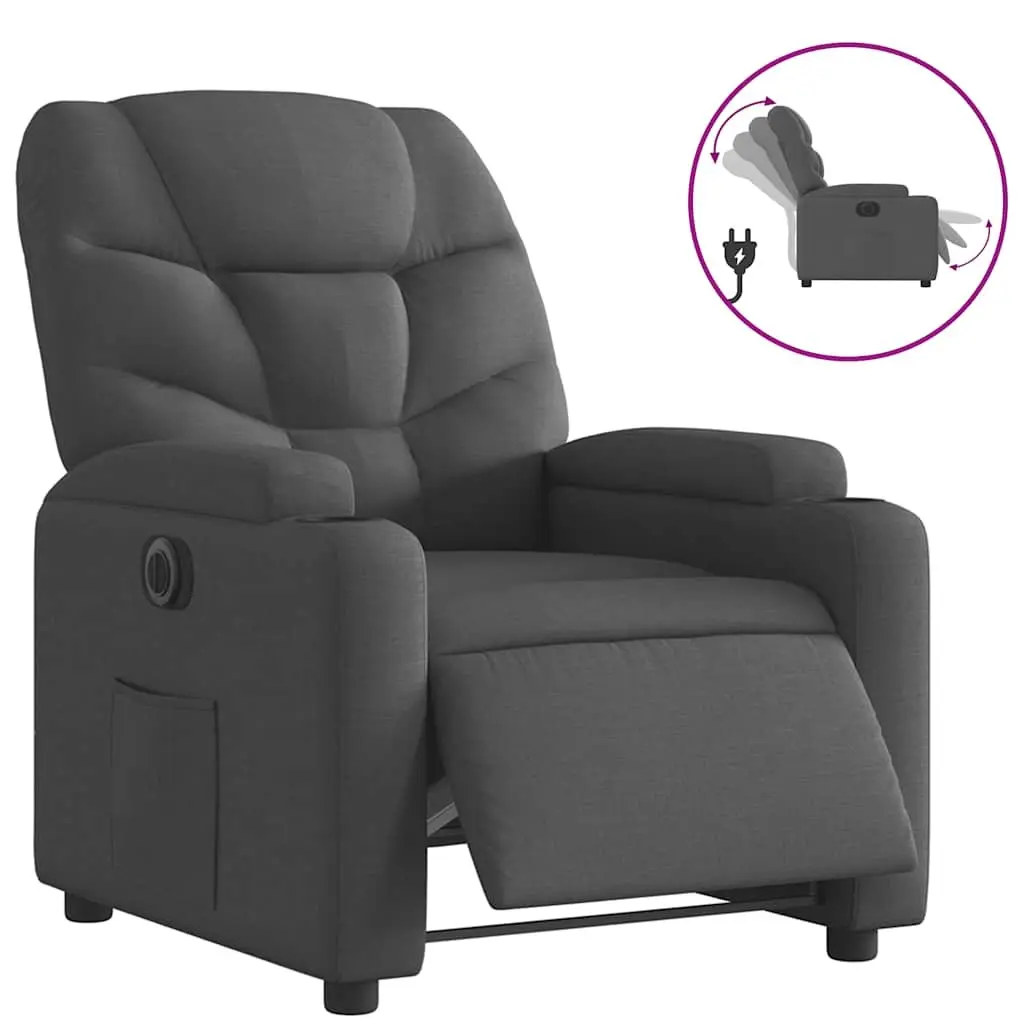 Electric Recliner Chair Fabric Grey