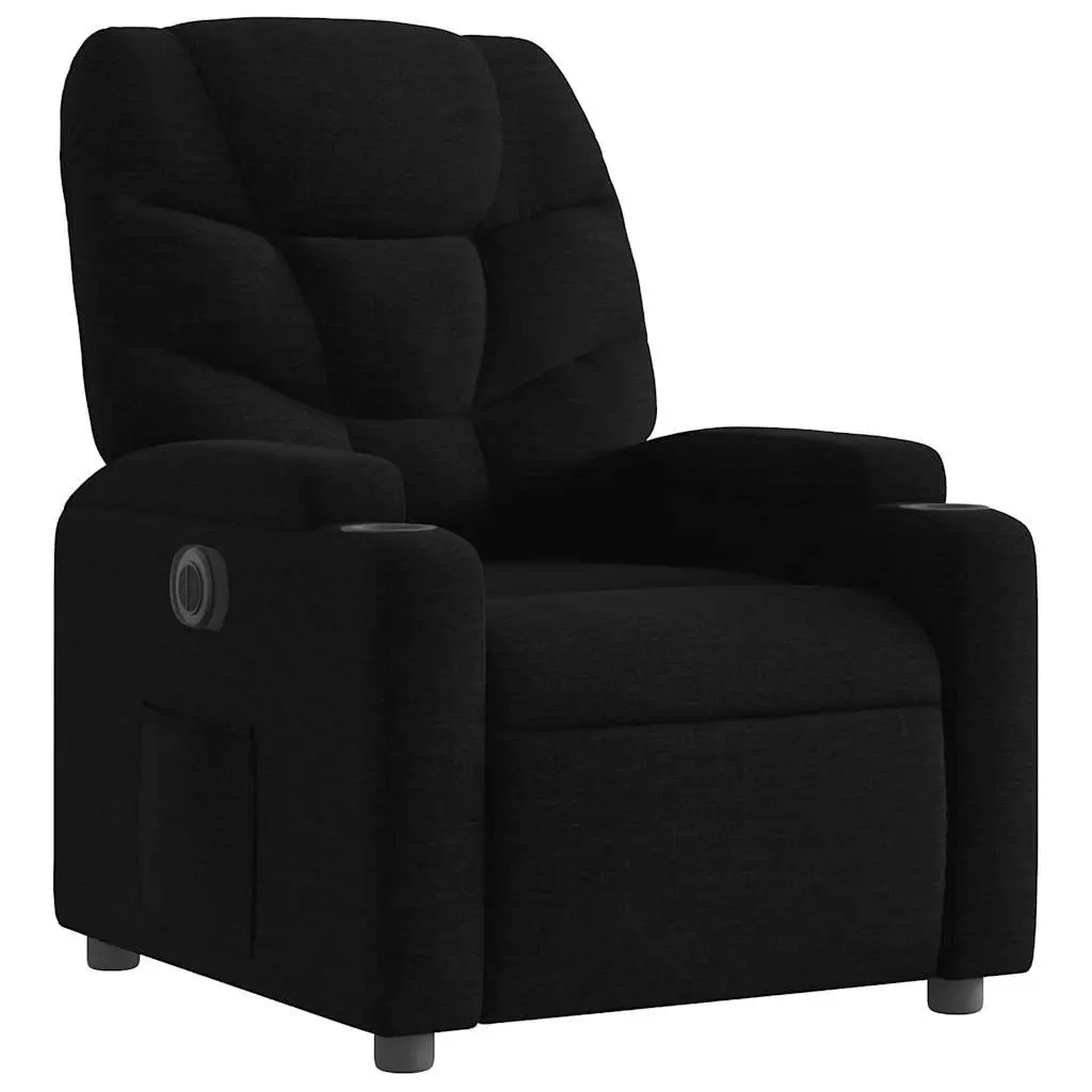 Electric Recliner Armchair in Black Fabric