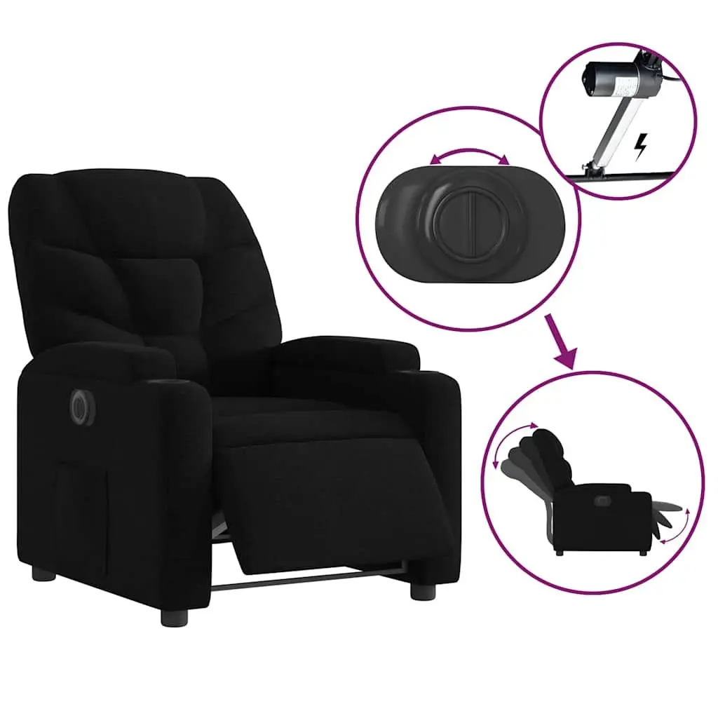Electric Recliner Armchair in Black Fabric