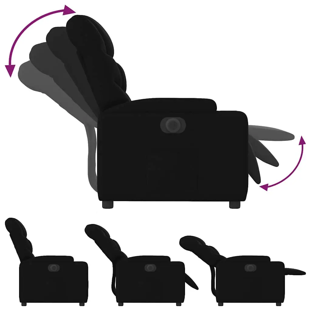 Electric Recliner Armchair in Black Fabric