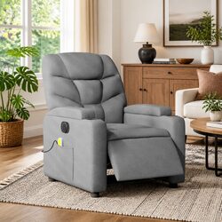 Grey Fabric Electric Massage Recliner Chair with Footrest