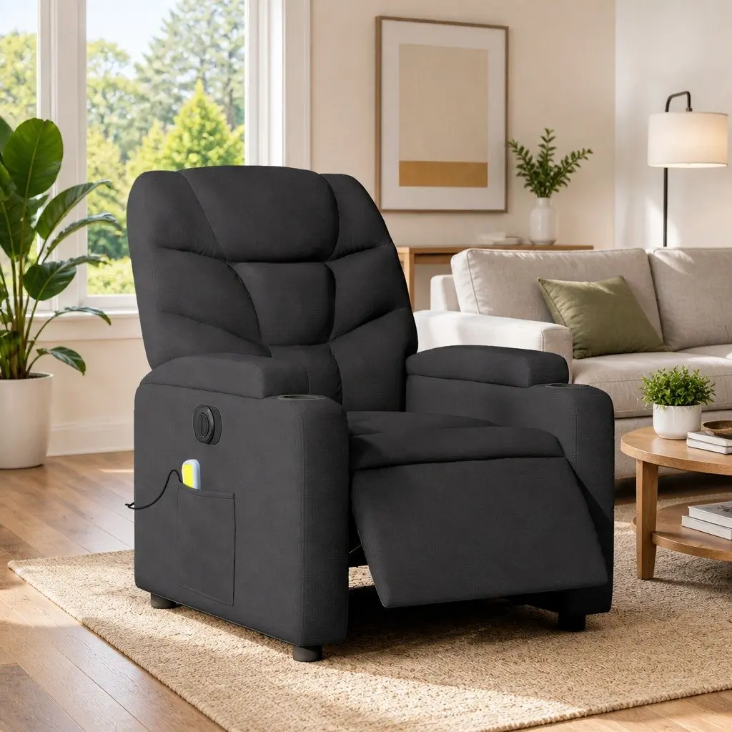 Electric Recliner Chair with Massage in Grey Fabric