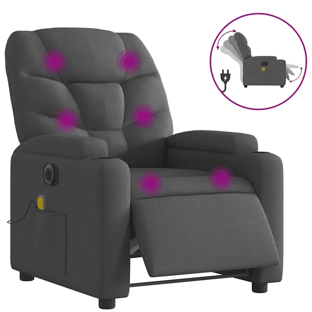 Electric Recliner Chair with Massage in Grey Fabric