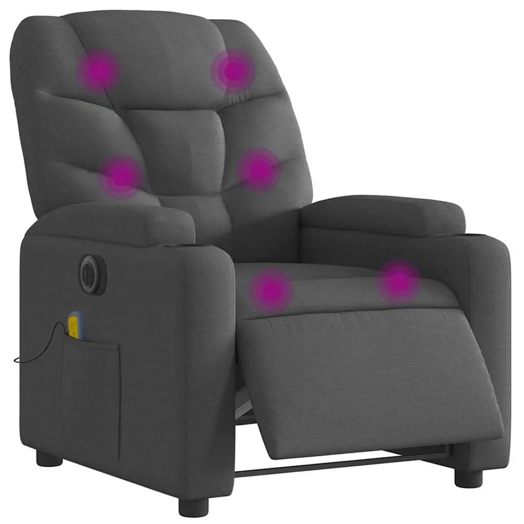 Electric Recliner Chair with Massage in Grey Fabric
