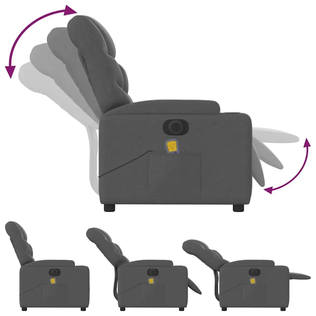 Electric Recliner Chair with Massage in Grey Fabric