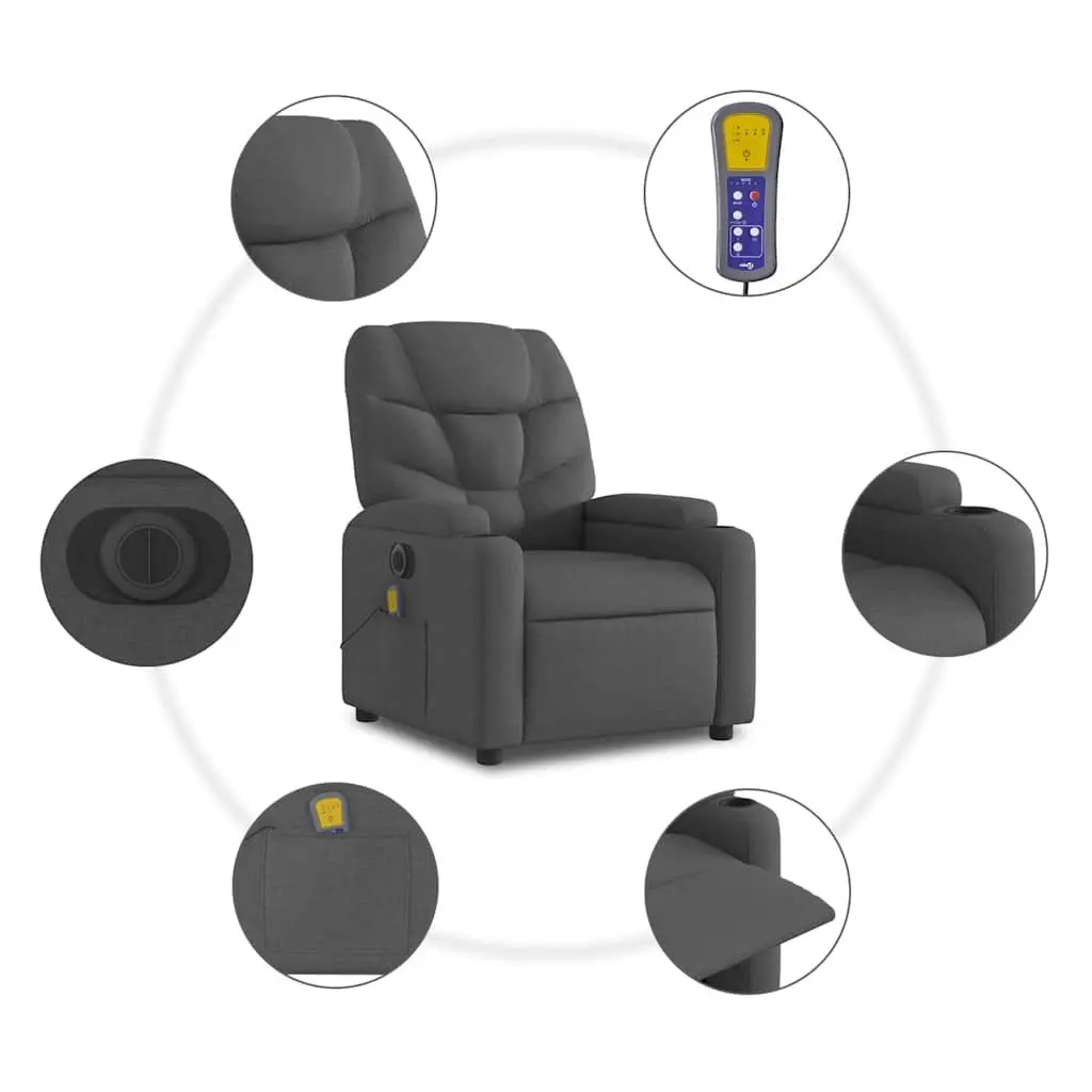 Electric Recliner Chair with Massage in Grey Fabric