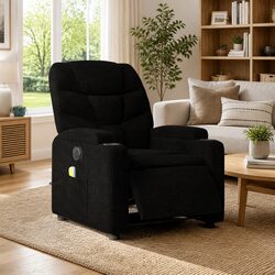 Premium Electric Massage Recliner Chair in Black Fabric