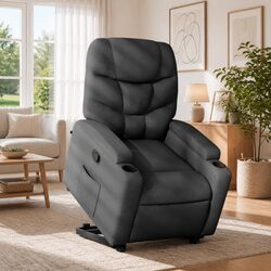 Premium Grey Fabric Electric Power Lift Recliner Chair