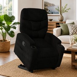 Black Fabric Electric Power Lift Recliner Chair