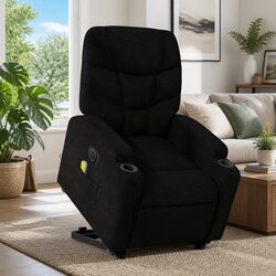 Premium Electric Massage Recliner Chair in Black Fabric