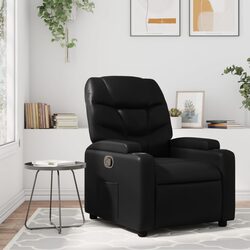 Black Manual Recliner Chair with Side Pocket and Cup Holders