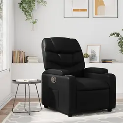 Black Manual Recliner Chair with Side Pocket and Cup Holders