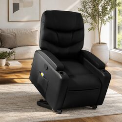 Power Lift Massage Recliner Chair in Black Faux Leather