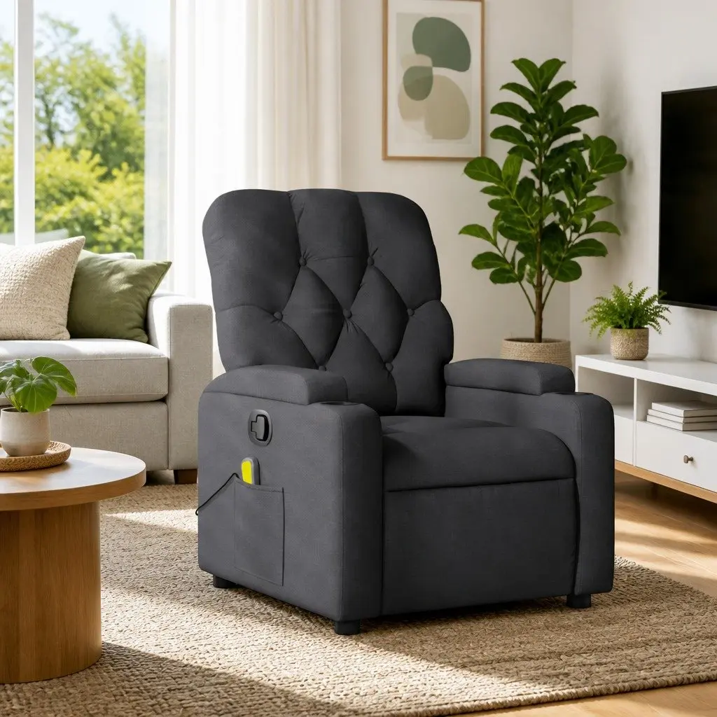 Grey Fabric Manual Reclining Massage Chair with Vibration