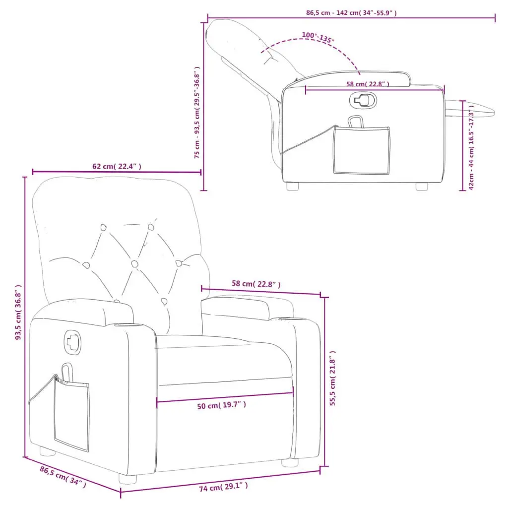 Grey Fabric Manual Reclining Massage Chair with Vibration