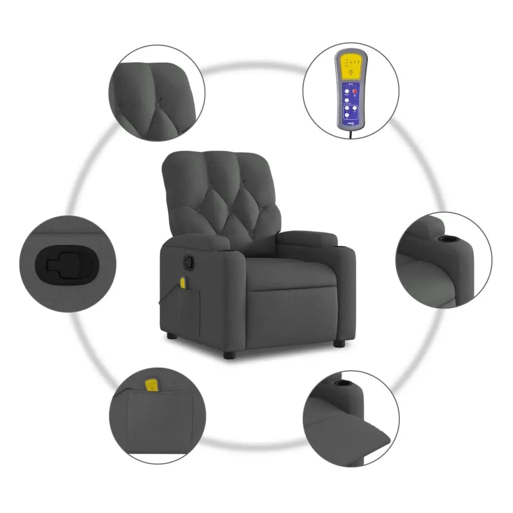 Grey Fabric Manual Reclining Massage Chair with Vibration