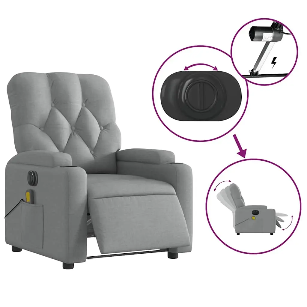 Electric Massage Recliner Chair Fabric Grey