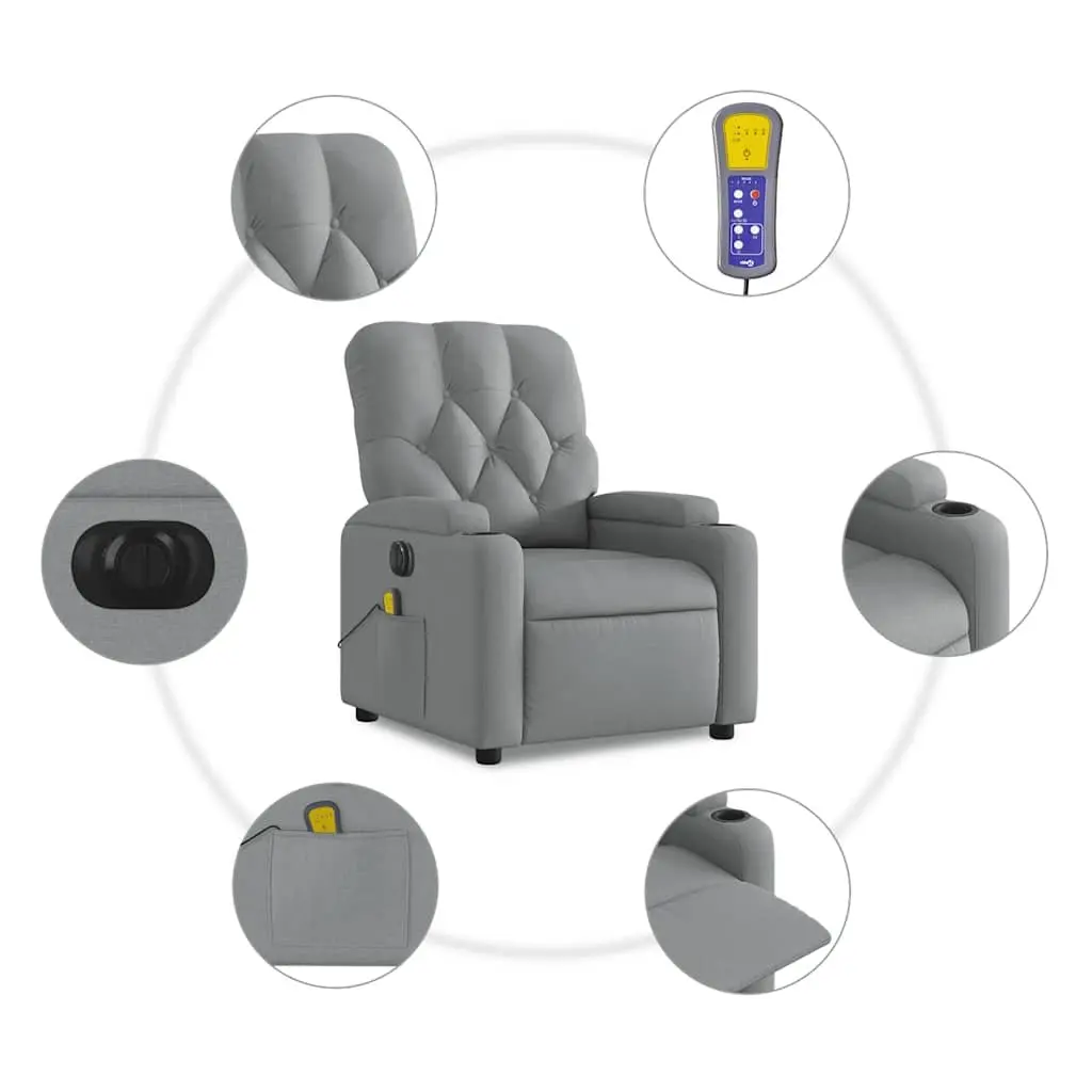 Electric Massage Recliner Chair Fabric Grey
