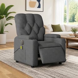 Premium Electric Massage Recliner Chair in Grey Fabric