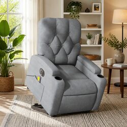 Grey Electric Recliner Chair with Massage and Lift Function