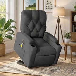 Grey Fabric Electric Stand Up Massage Recliner Chair