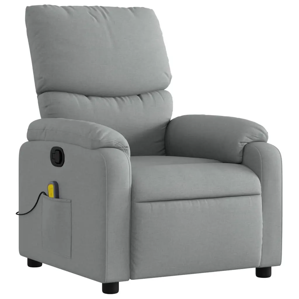 Massage Recliner Chair Fabric Grey Manual Recline Vibration 6 Points Armchair