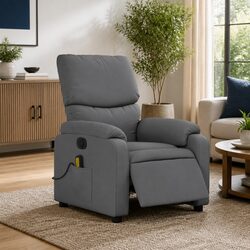 Grey Fabric Electric Massage Recliner with Footrest