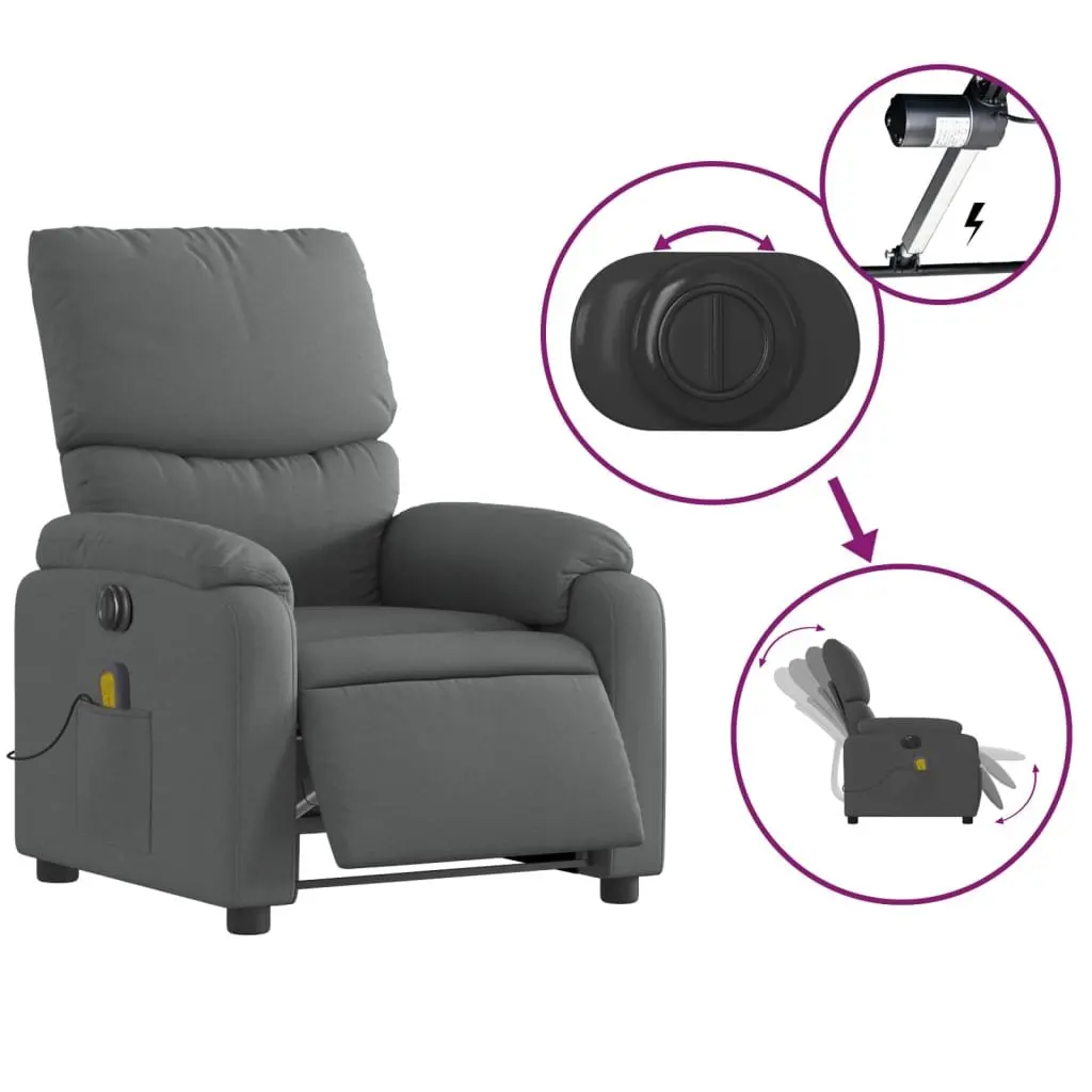 Electric Massage Recliner Chair Fabric Grey