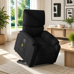Electric Power Lift Recliner Chair in Black Fabric
