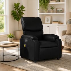 Sturdy Black Faux Leather Massage Recliner Chair