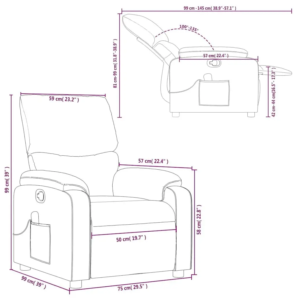 Massage Recliner Chair Faux Leather Black Manual Recline 6 Vibration Points