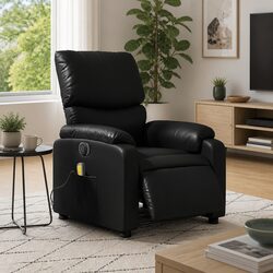 High-Quality Electric Massage Recliner Chair in Black Faux Leather