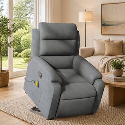 Power Lift Massage Recliner Chair in Grey Fabric
