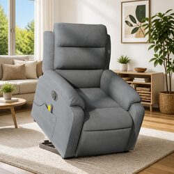 Premium Electric Massage Recliner Chair in Grey Fabric