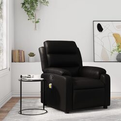 Premium Manual Recline Massage Chair in Black Faux Leather
