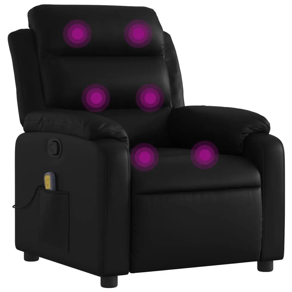 Manual Recline Massage Chair in Black Faux Leather