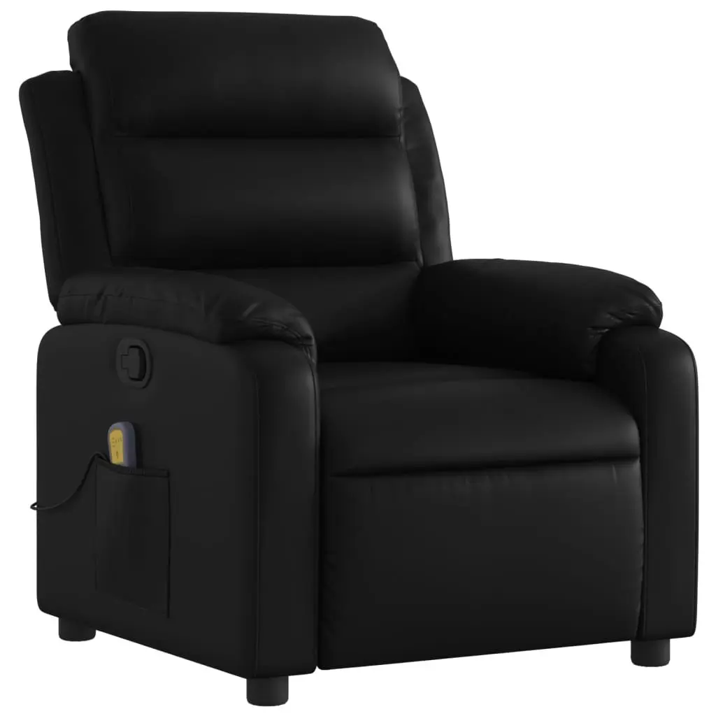 Manual Recline Massage Chair in Black Faux Leather