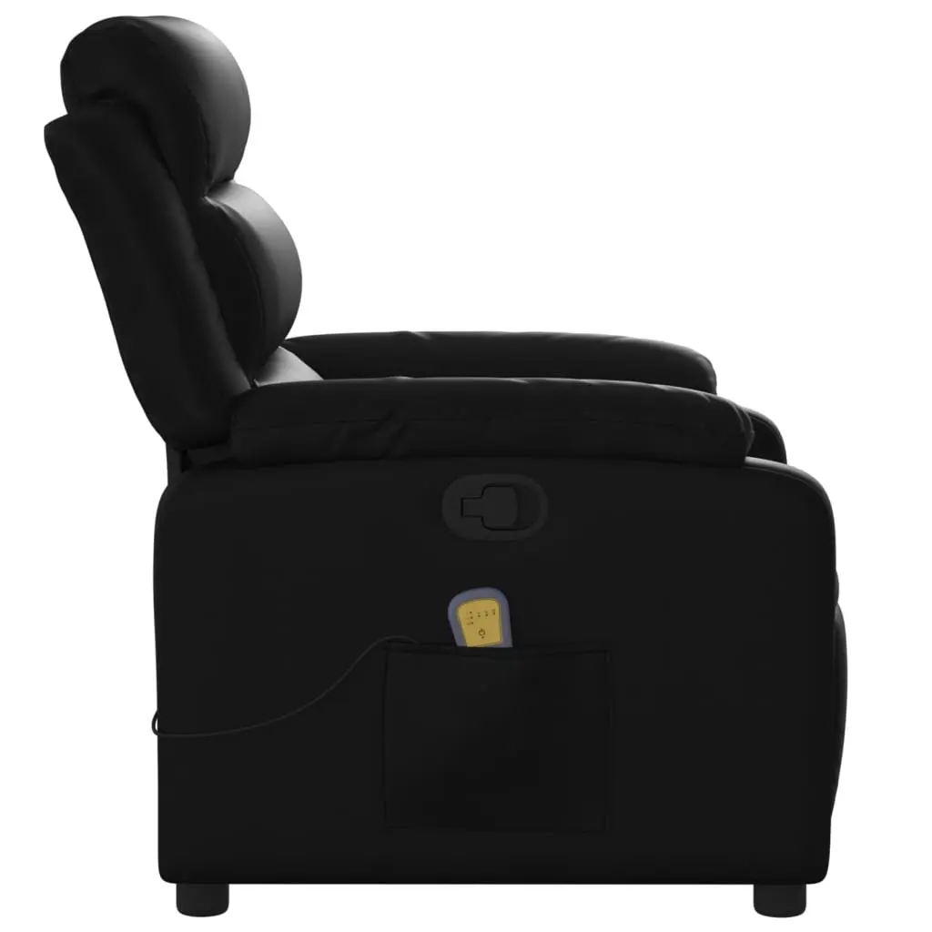 Manual Recline Massage Chair in Black Faux Leather