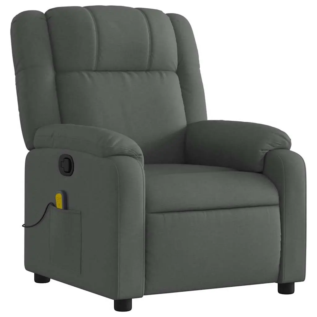 Massage Recliner Chair Grey Fabric Manual Reclining Armchair with Vibration
