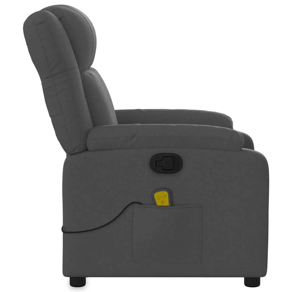 Massage Recliner Chair Grey Fabric Manual Reclining Armchair with Vibration