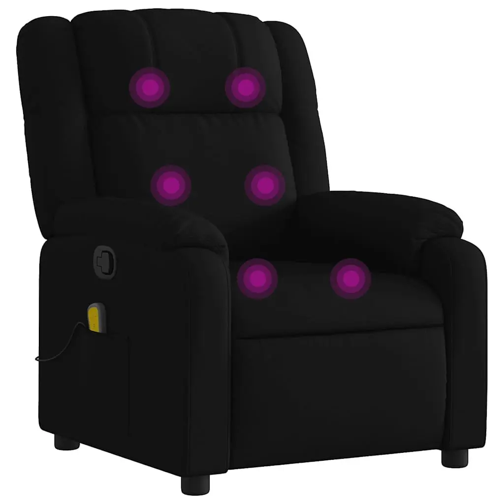 Massage Recliner Chair Fabric Black Manual Reclining Armchair with 6 Vibration Massage Points