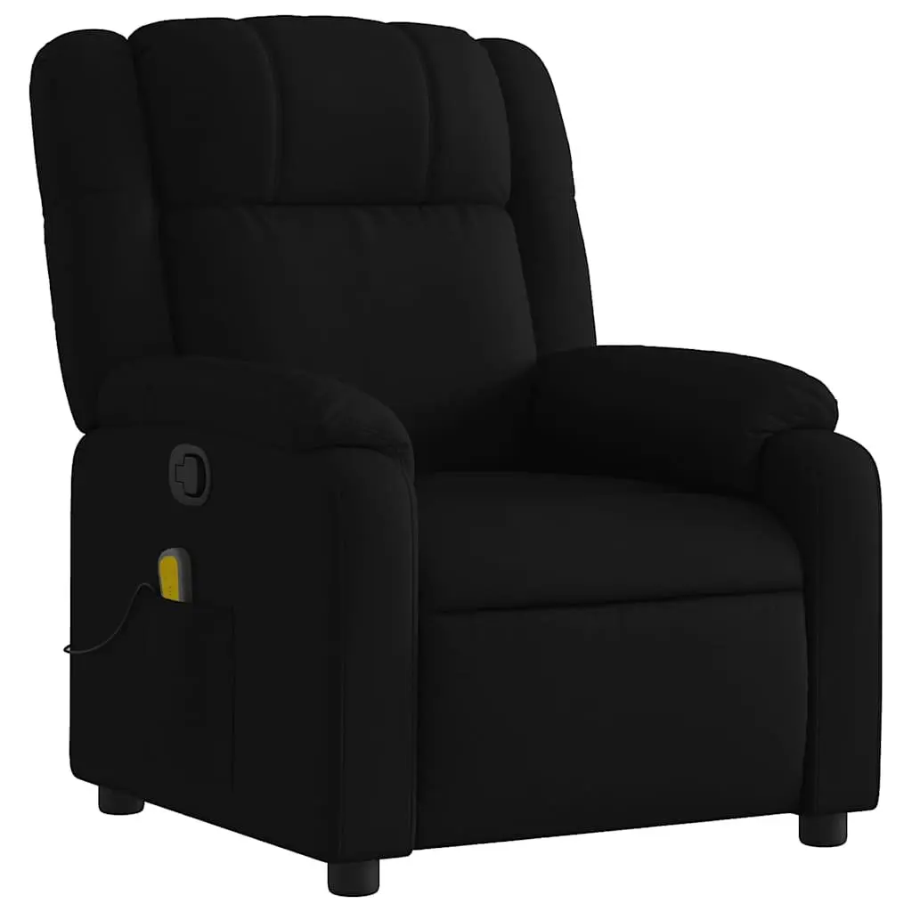 Massage Recliner Chair Fabric Black Manual Reclining Armchair with 6 Vibration Massage Points