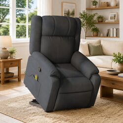 Electric Grey Fabric Massage Recliner Chair with Lift