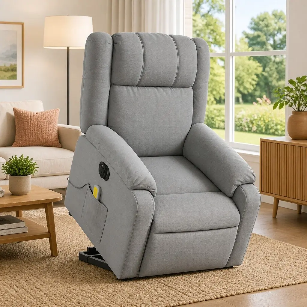 Electric Recliner Chair with Massage Function in Grey