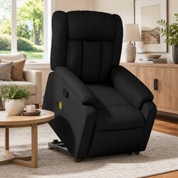 Premium Electric Massage Recliner Chair in Black Faux Leather